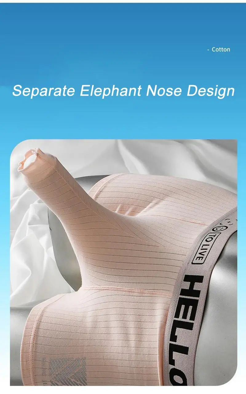 Bóxer abierto con nariz de elefante para hombre, calzoncillos de algodón, cómodos y transpirables, con bolsa para pene larga separada, ropa interior Sexy — image 6