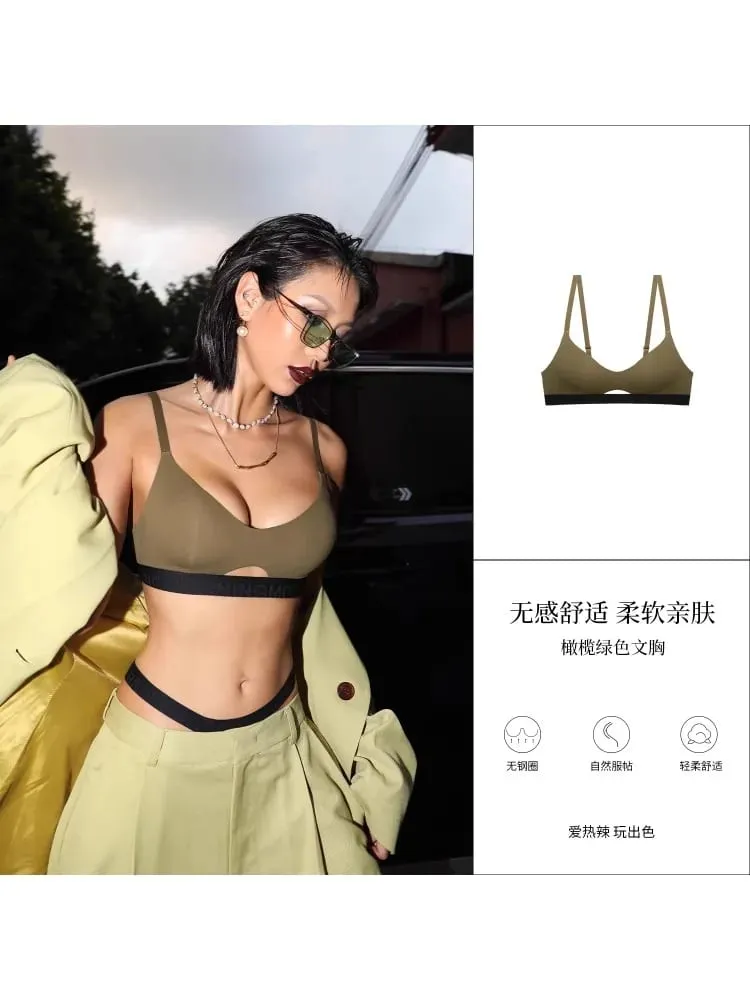 US กีฬา Push-Up Bra Anti-Sagging ไม่มีรอยต่อ Racerback Bralette ชุดไม่มีลวดสำหรับหน้าอกเล็กผู้หญิงฤดูใบไม้ร่วงฤดูหนาว — image 3