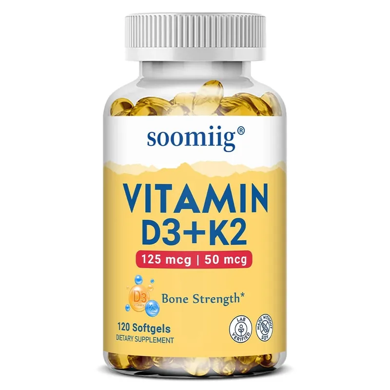 Vitamin D3 K2 - Bone Health & Immune Support Supplement - with 5000 IU Vitamin D and 50 Mcg Vitamin K2 Soy Free