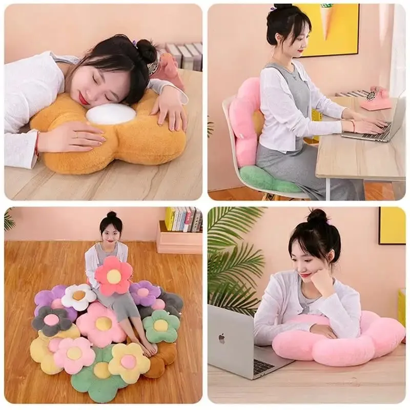ปฏิบัติ 35 ซม. Kawaii ดอกไม้ที่มีสีสันหมอน Plush Cushion Soft Sunflower Plant Mat ตุ๊กตาโซฟาเตียง Sleeping Back Decor ของขวัญ — image 4