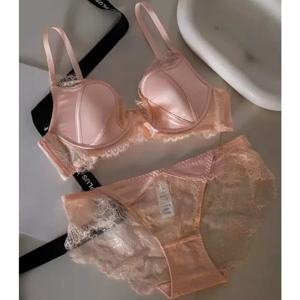 Push Up Bra Wanita Seksi French Lace Minimizer Liputan Penuh Wayarles Nipis Anti Kendur Sokongan Keselesaan Pakaian Dalam S-XL — image 2