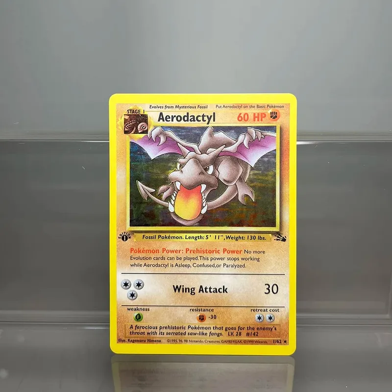 PKM การ์ดเดี่ยว Fossil Gengar Dragonite 1st Edition Kabutops Lapras PTCG Proxy คอลเลกชันการ์ด Battle การ์ดของเล่นของขวัญ