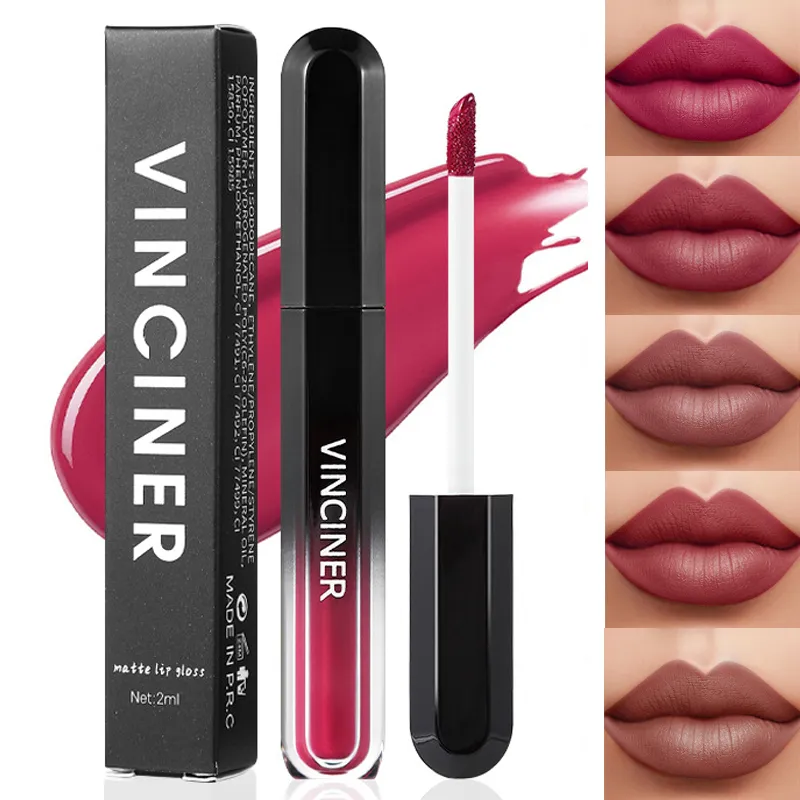 12 สีลิปสติก Matte Dark BROWN Lip GLOSS เครื่องสำอางค์กันน้ำสีแดง Lip Glaze Non-Stick CUP LongLasting lip Tint แต่งหน้า — image 4