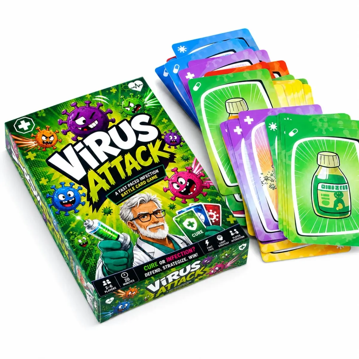 Jeu de cartes espagnol attaque rapide, jeu de cartes de combat contre les infections, collecte d'organes sains, utilisation de médicaments, développement de l'immunité
