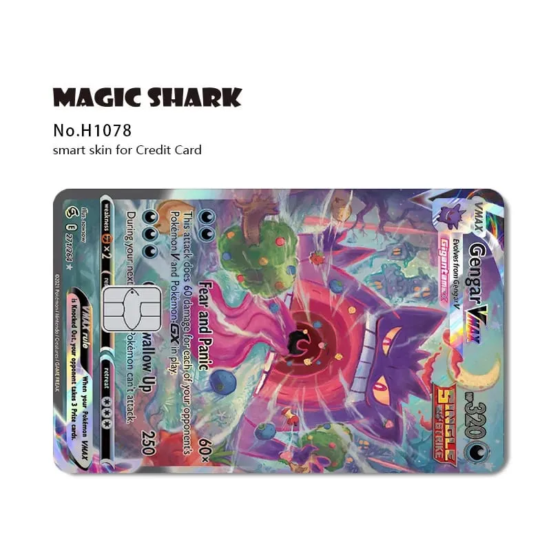 ماجيك القرش ميو تشاريزارد EX Eevee Gengar بيكاتشو TCG بطاقة ثلاثية الأبعاد ليزر الجلد لاصق غشائي لبطاقة الائتمان البنك — image 16