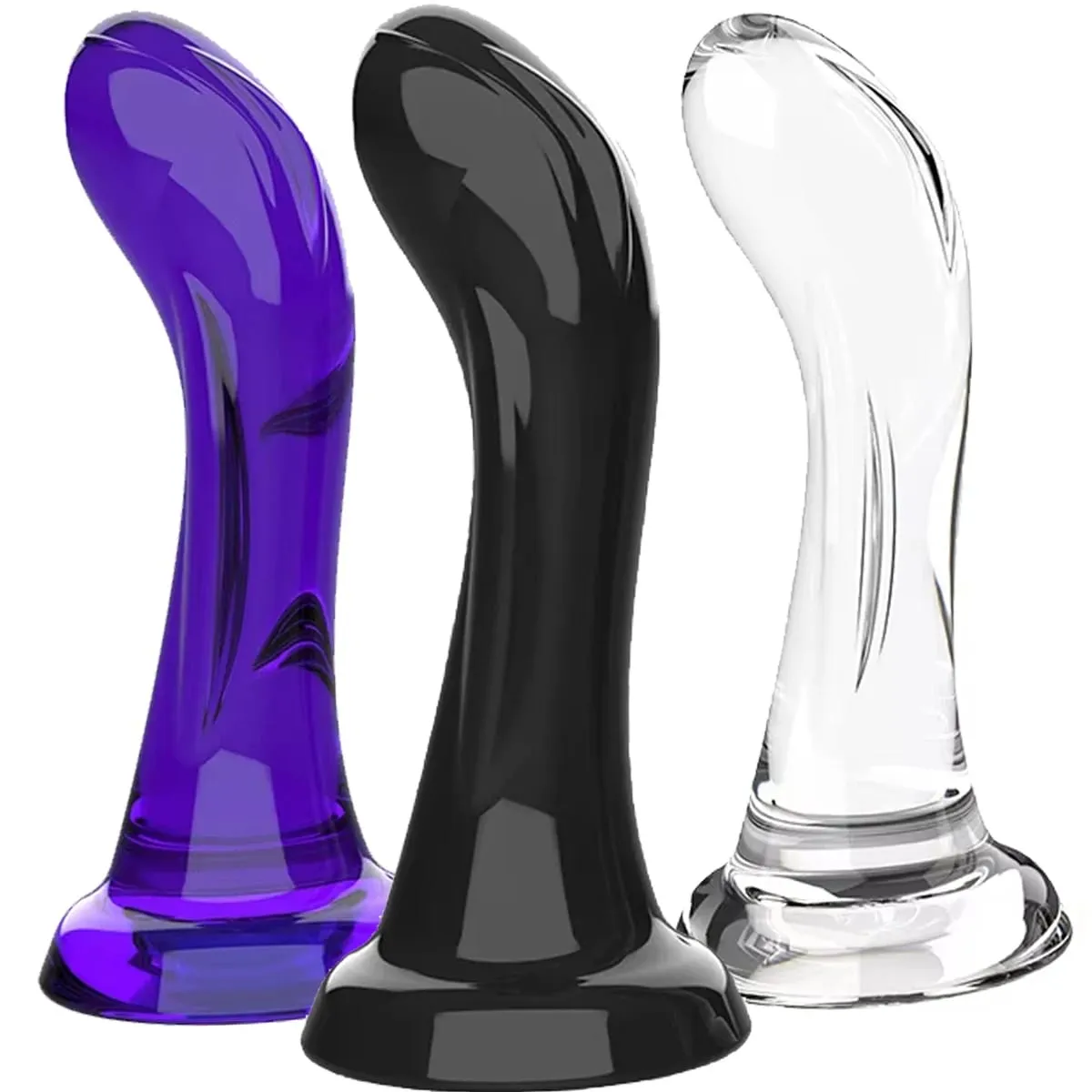 Zakřivené realistické dildo se silnou přísavkou Měkká a flexibilní erotická hračka s bodem G pro ženy Muži Černá Fialová Čirá Živá Dillo — image 1