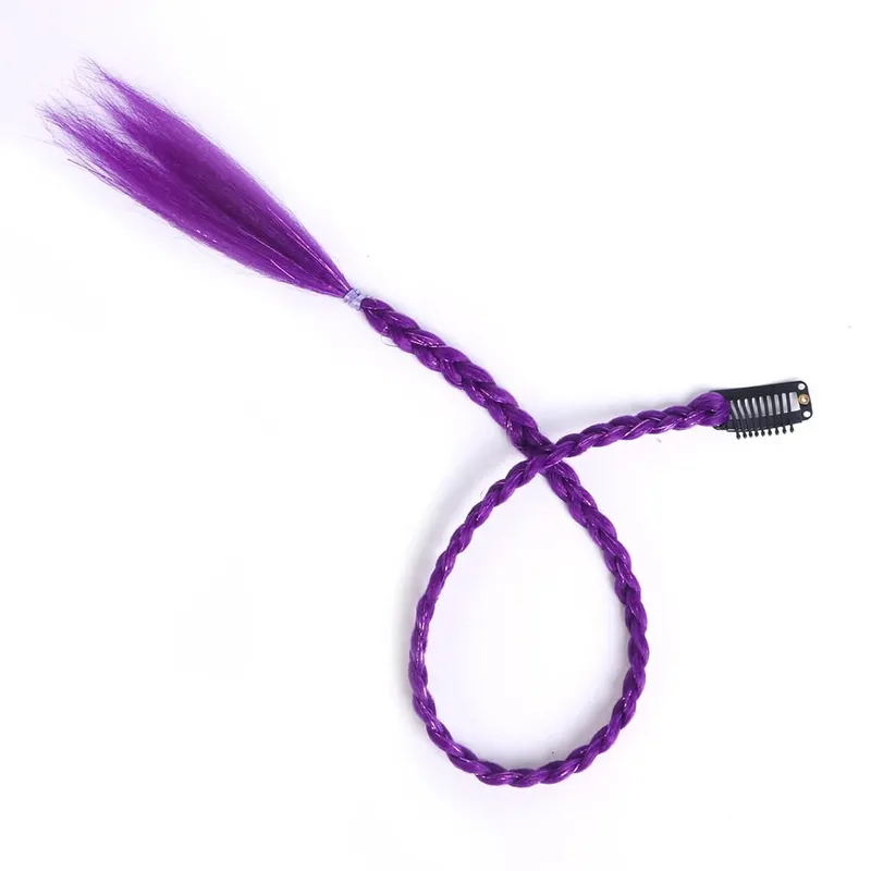 Extensions synthétiques à clips pour femmes, 5 pièces/lot, queue de cheval tressée arc-en-ciel, postiche ombré de 22 pouces, tresse en boîte avec Clip — image 13