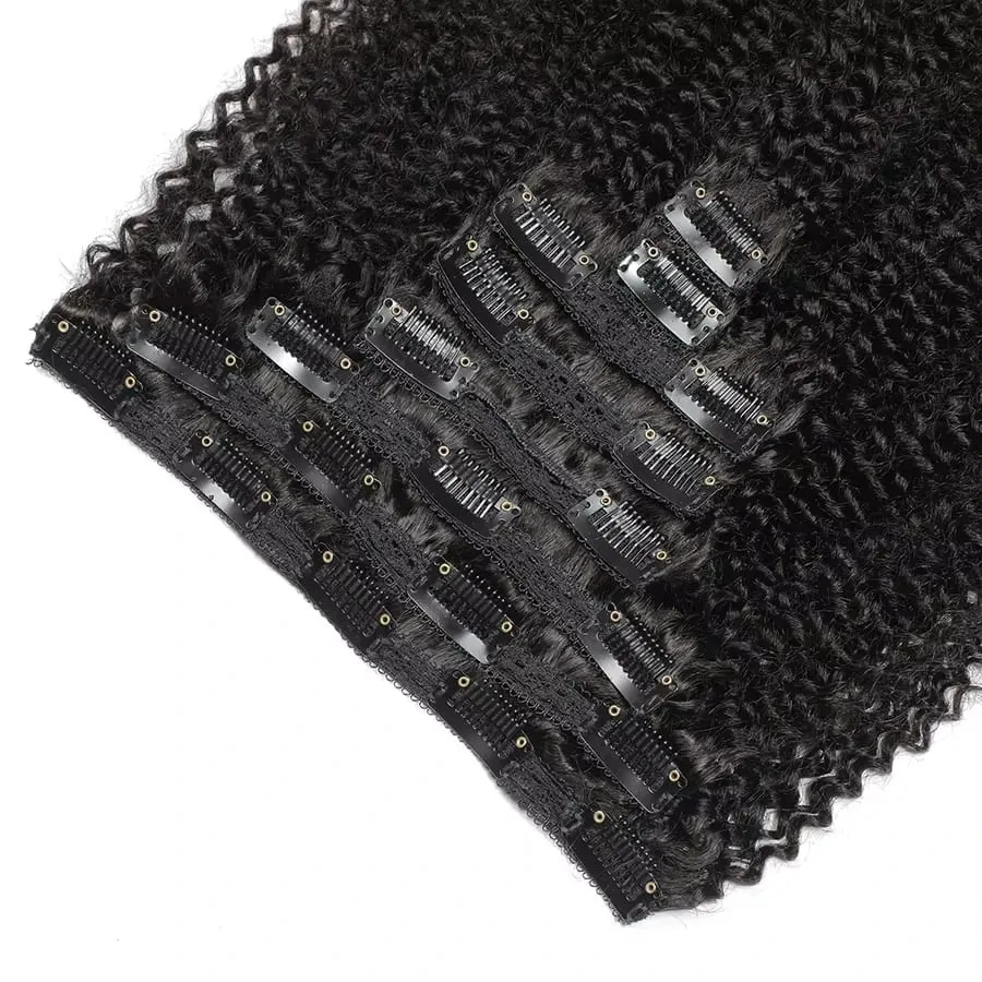 Echte Remy Afro Coily Clip In Echthaarverlängerungen, unverarbeitet, 4B 4C Afro Kinky Curly Clip Ins für Afroamerikaner, schwarze Frauen — image 5