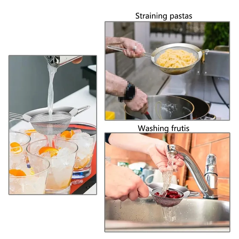 1/3/4 Keping/Set Wayar Keluli Tahan Karat Penapis Minyak Jaring Halus Penapis Tepung Penapis Penapis Alat Pembakar Pastri Aksesori Dapur — image 6