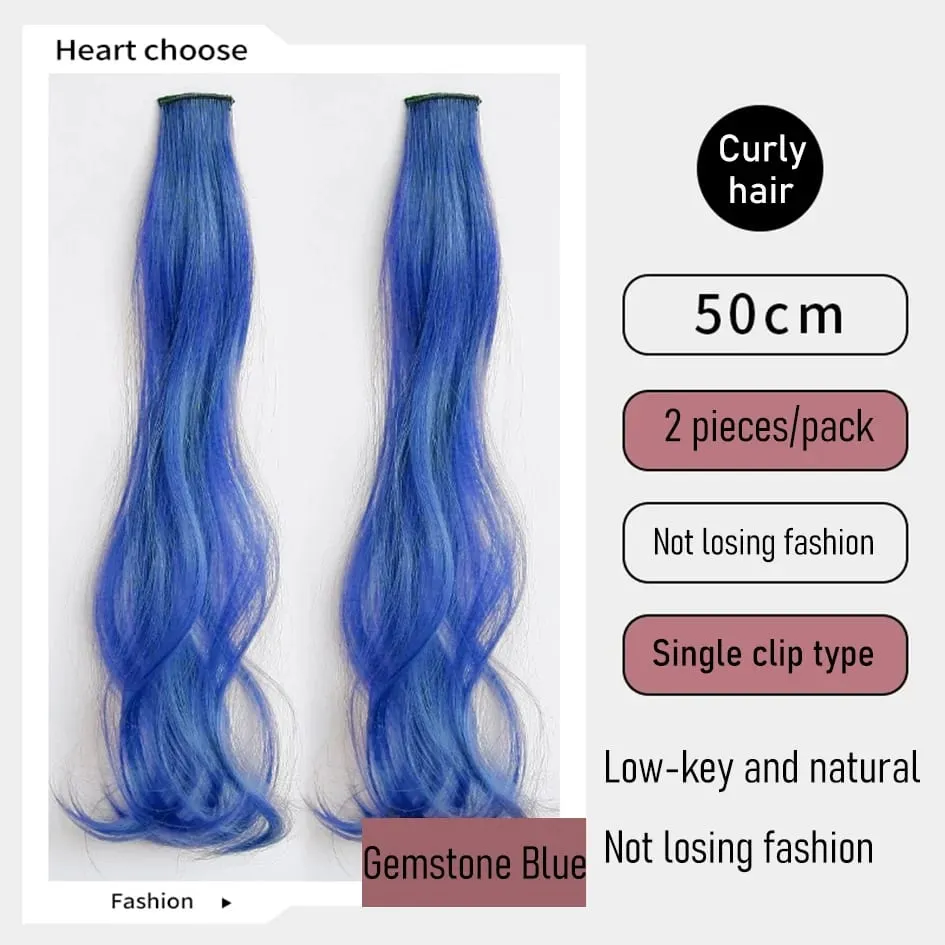 สังเคราะห์ 2 ชิ้น/เซ็ต 50 ซม.สี CURLY Hair Extensions Water WAVE สีชมพู/สีฟ้า/สีม่วงฮาโลวีน/คริสต์มาสวิกผม — image 9