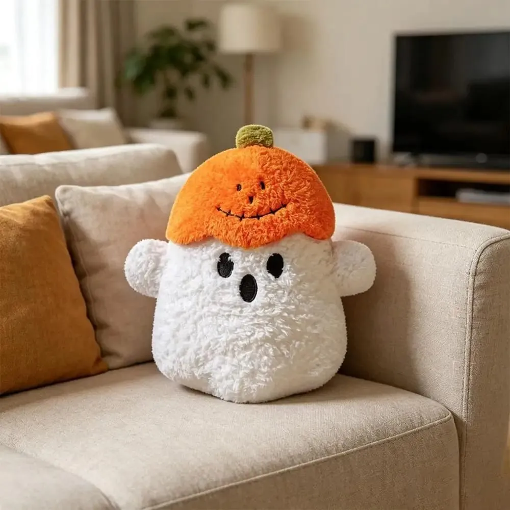 Cuscino decorativo fantasma abbracciabile Cuscino abbraccio Tessuto Imbottitura in cotone PP Cuscino di zucca Cuscino di Halloween per scrivania — image 2
