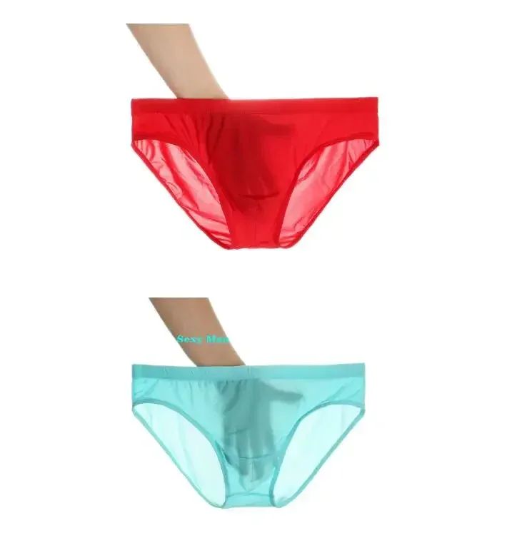 2PCS Ultra Thin Ice Silk กางเกง Plus ขนาด M-4XL สีทึบเยาวชนโปร่งแสงต่ำเอว Breathable เซ็กซี่ชายกางเกง — image 17