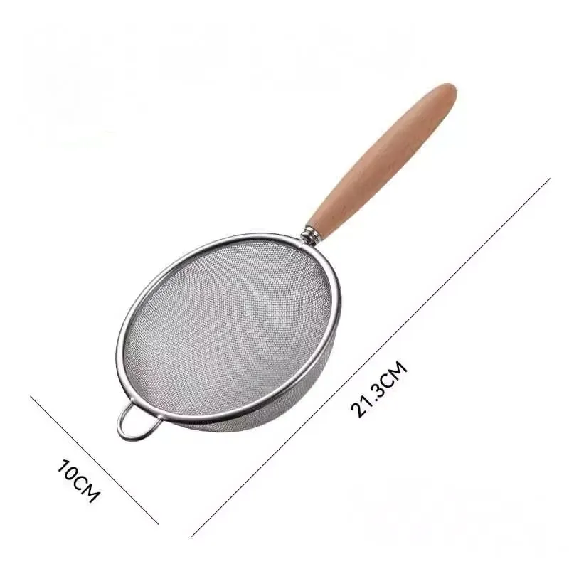 1-3 szt. Drewniany uchwyt przesiewacz do mąki i sitko z drobnymi oczkami ze stali nierdzewnej do pieczenia w domu gotowanie filtrowanie soków i proszku — image 15