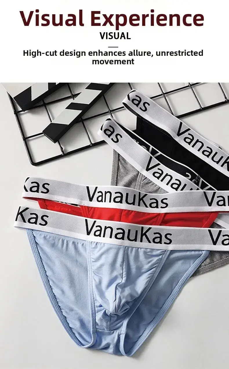 New Men's Underwear Briefs High-Cut Small Triangle Underpants Sexy Low-Rise Hollow Out Cotton Panties with Elastic Waistband — image 1