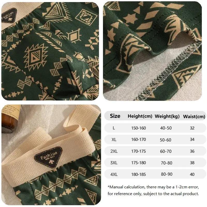 Herenboxer Retro etnische stijl Comfortabele slip van gladde stof Vintage print Elastisch ondergoed voor heren Lingerie Platte onderbroek — image 6