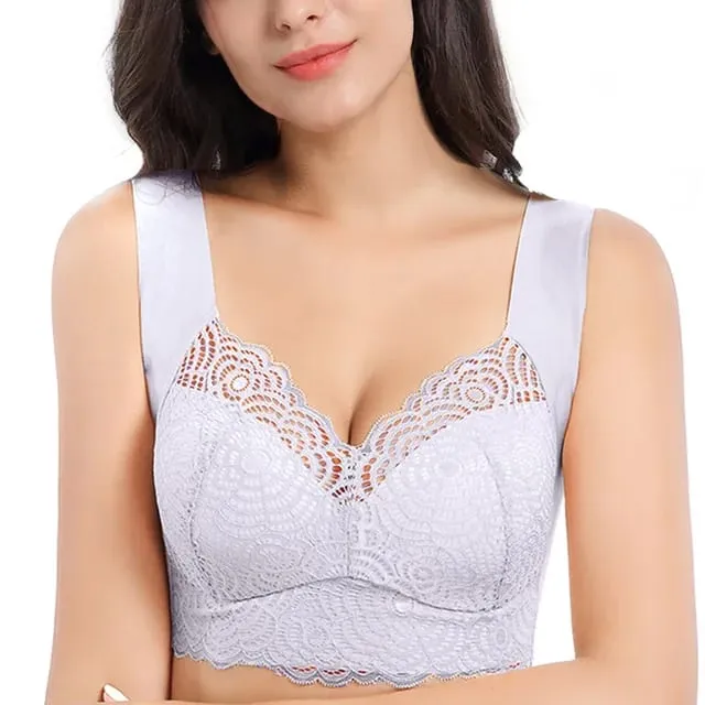 Biancheria intima sexy taglie forti Reggiseni in pizzo senza cuciture Top Coppa sottile senza fili Reggiseno Gilet da notte Lingerie Coppa C D — image 13