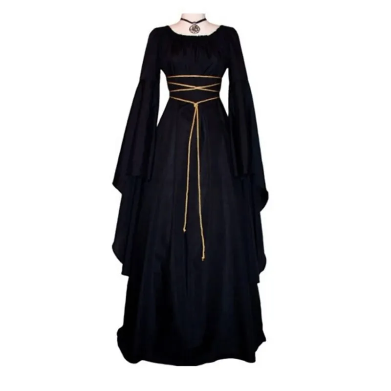 Abiti da donna Costume cosplay medievale vintage Fantasma Strega Vampiro Abito gotico Abito da festa in maschera di Natale di Halloween