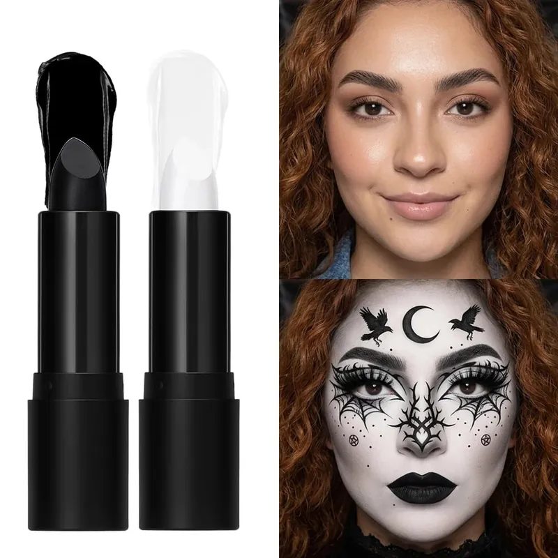 Halloween Gothic Makeup Kit Opbevaringstaske Dark Cream Blush Sort Hvid Ansigtsmaling Stick Cosplay Fest Festival Ansigt Kropsmakeup — image 4
