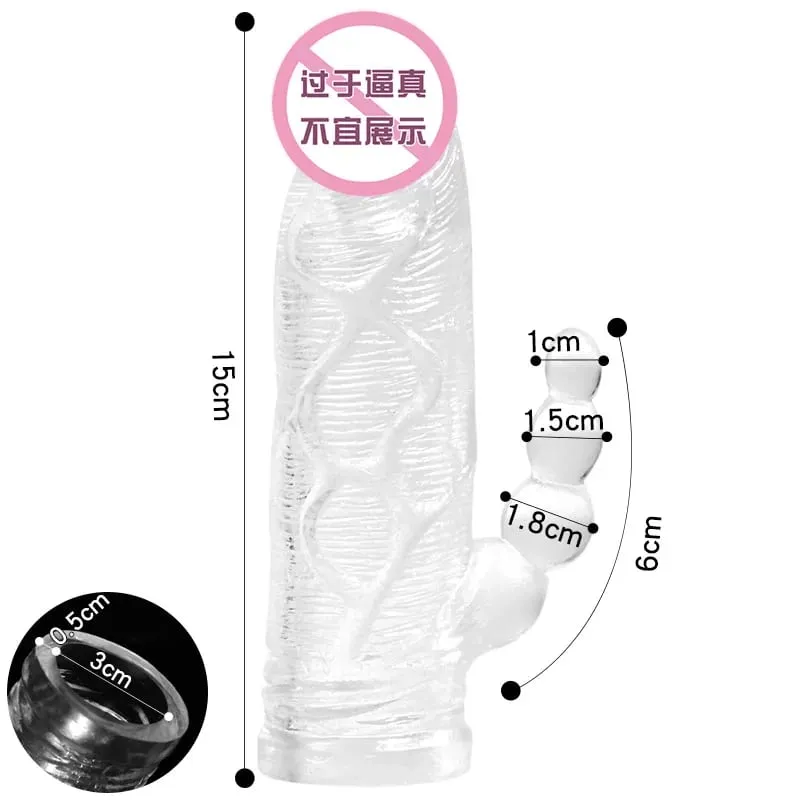 Sambungan Dildo Realistik Kondom Boleh Digunakan Semula Lengan Zakar Pembesaran Lelaki Penutup Kelewatan Masa Mainan Seks Dewasa untuk Lelaki Produk Erotci — image 6