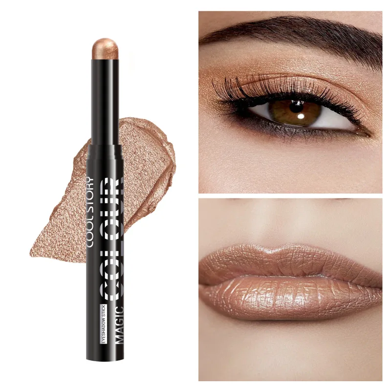 2 en 1 fard à paupières rouge à lèvres bâton crayon imperméable paillettes éclaircir mat ombre à paupières maquillage Pigment fard à paupières stylo — image 28