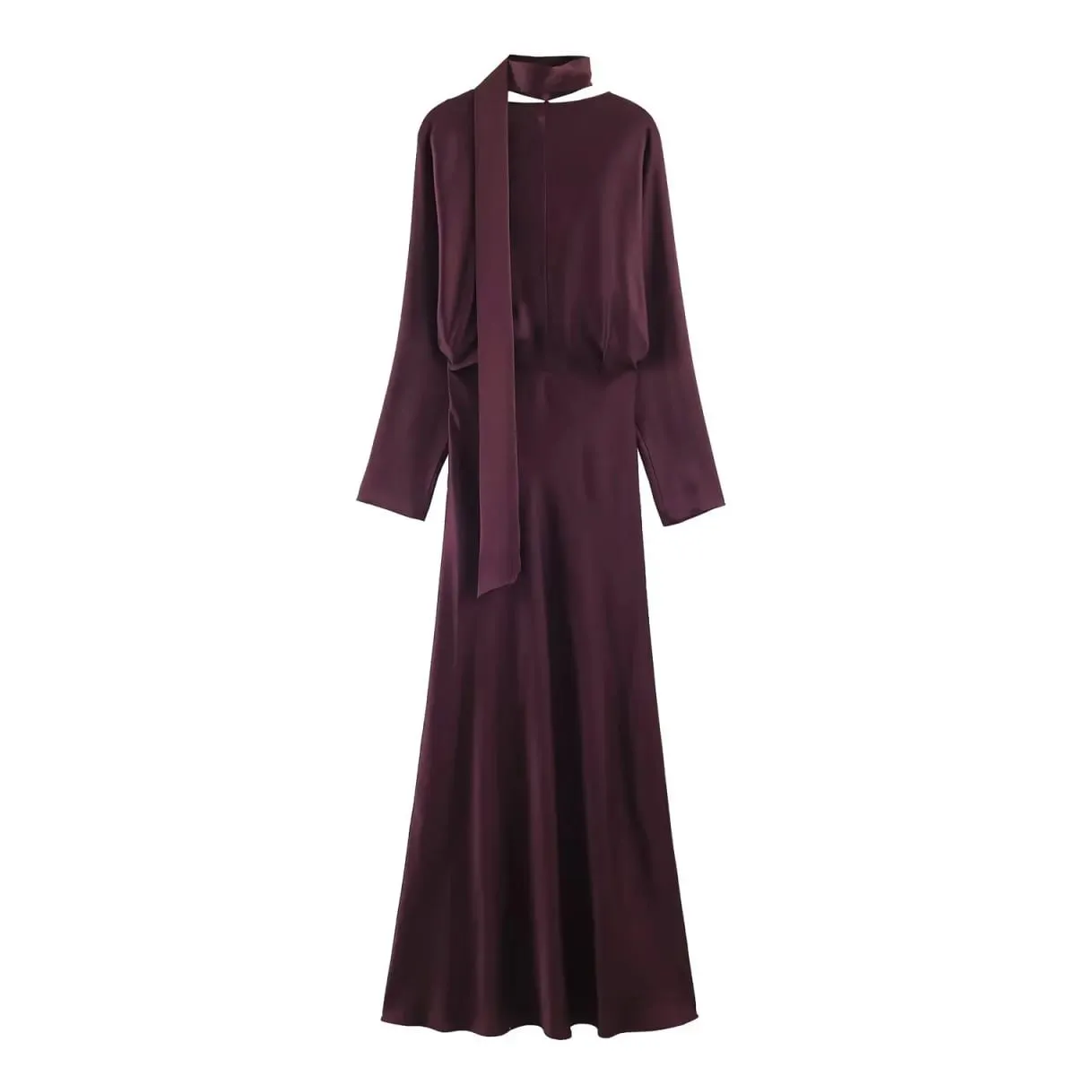 2026 nuova sciarpa abiti lunghi eleganti solidi donna primavera scollo a V manica lunga club party abito lungo abiti eleganti slim fit femminili — image 3