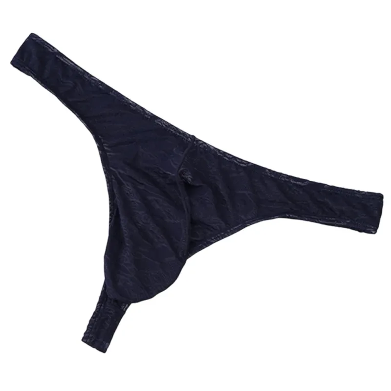 Men Lace Jacquard G-string Underwear High Stretchy Large Pouch Thong Panties Sexy Gays Erotic T-back Underpants — image 3