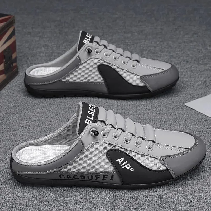 Wsuwane trampki bez pleców dla mężczyzn Oddychające buty na co dzień z siateczki — image 9