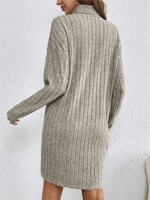 Robe décontractée à col roulé pour femme, manches longues, couleur unie, tricotée, nouvelle mode, ample, confortable, collection automne hiver 2024 — image 6