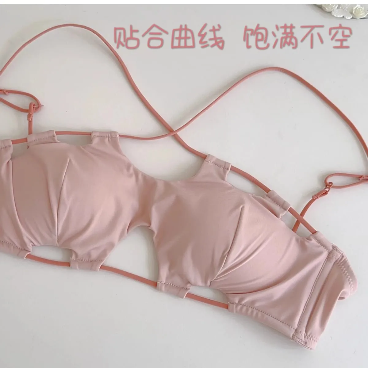 Sexet bh med hængende hals enkel ensfarvet bustier med kryds ryg uden stålring åndbar lingerietrusser dameundertøj — image 6