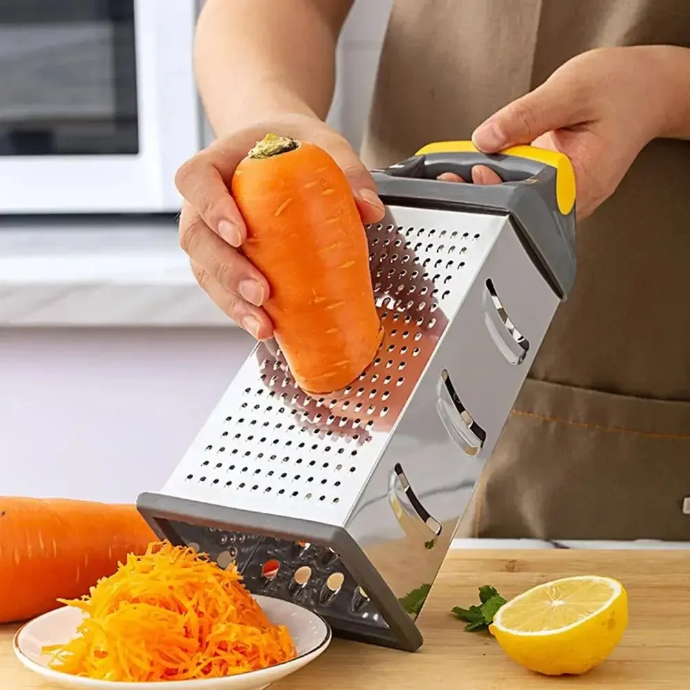 Dụng cụ bào vỏ hộp 4 mặt Dụng cụ gọt vỏ rau quả chắc chắn Dụng cụ bào nhiều mặt màu bạc — image 5