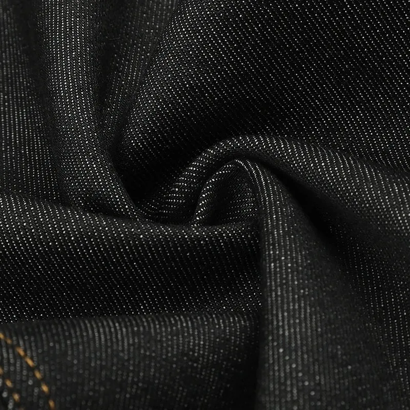 Jeans Denim Mentah Lebar Kaki Lelaki Hiasan Rivet Poket Belakang Labuh Berikat Cetak Pakaian Jalanan Punk Seluar Panjang Lurus 9X4317 — image 5