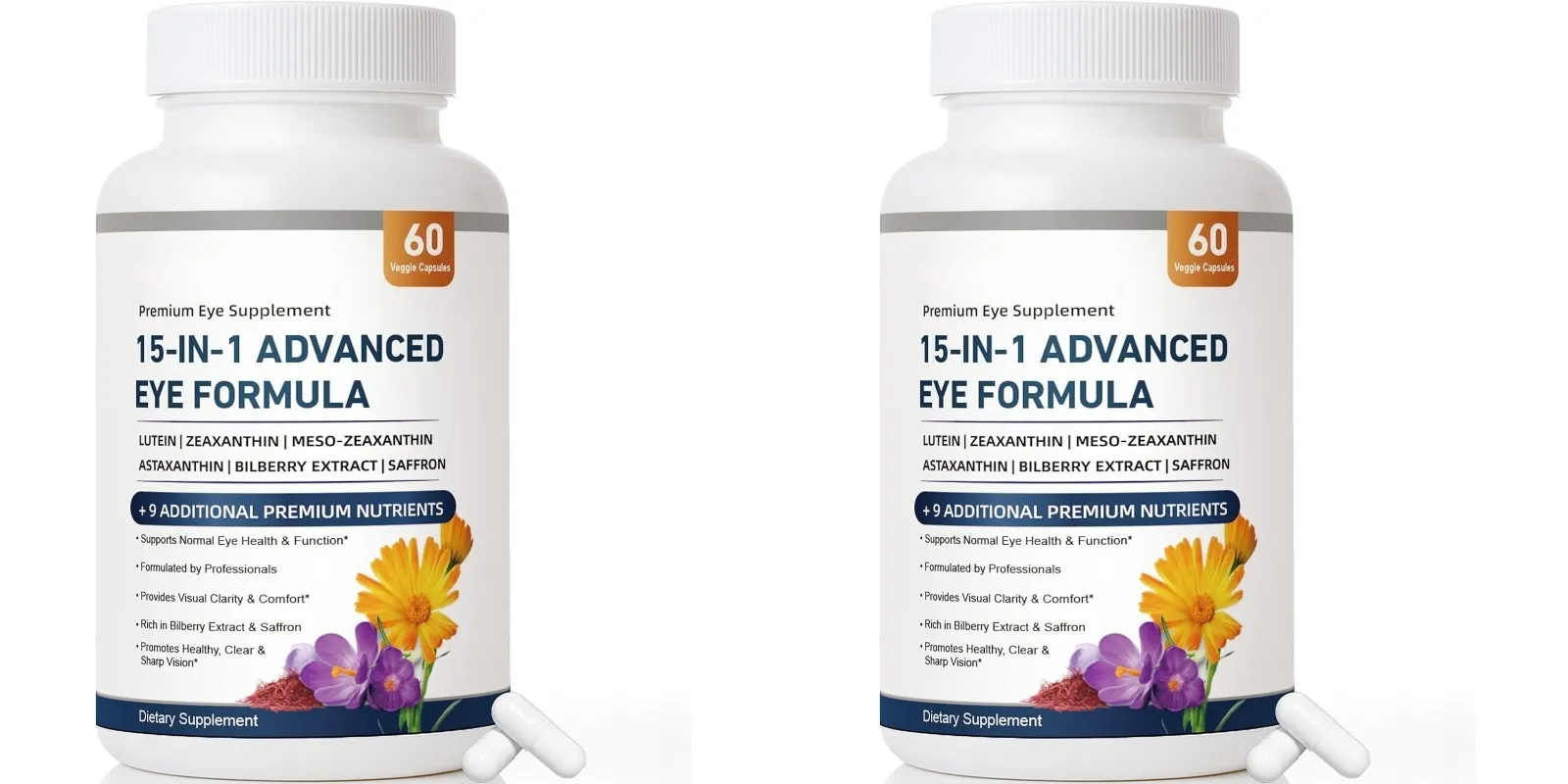 Formula Mata Lanjutan 15 dalam 1 Lutein Zeaxanthin Ekstrak Bilberi Vitamin C & E Menyokong Kesihatan Mata 60 Kapsul Sayuran untuk dewasa — image 8
