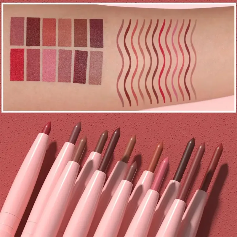 12 สี Matte Lip Liner ดินสอชุดกันน้ำ Smudge Proof Long Lasting มังสวิรัติโหดร้ายฟรีลิปสติกแต่งหน้าชุด — image 5