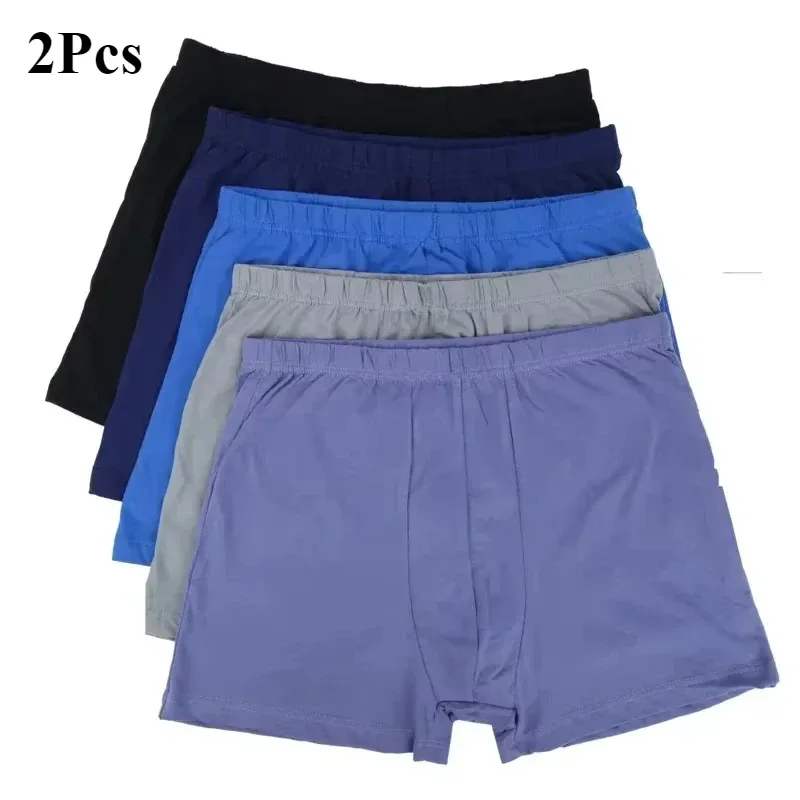 2 Pack 100% Cotton Men's Boxer Shorts 8XL 10XL Plus Size Breathable Underwear Soft Elastic Waistband Big Tall Underpants