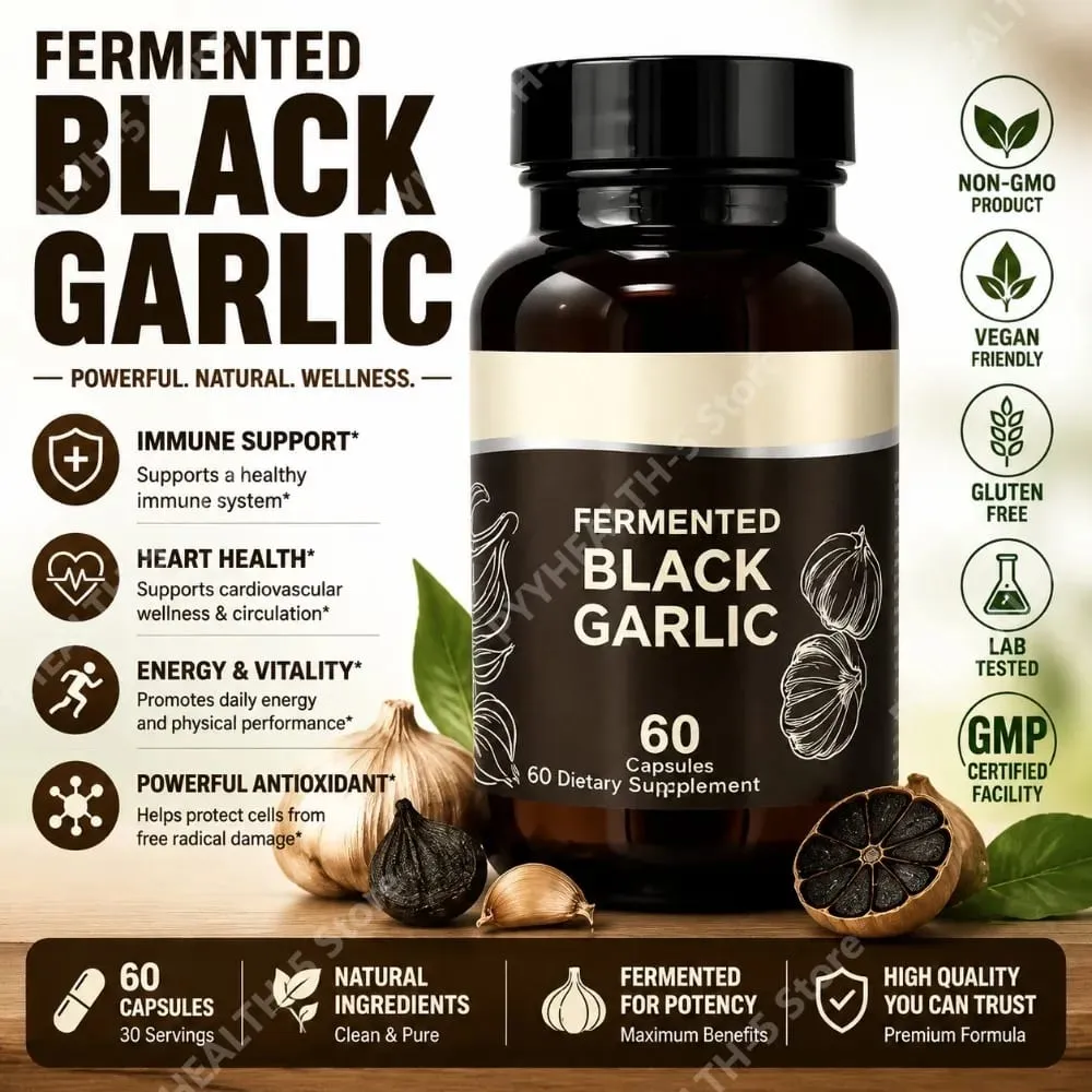Capsule di aglio nero fermentato per adulti - Supporta il benessere generale, la circolazione e la salute antiossidante 60 capsule Non OGM — image 2