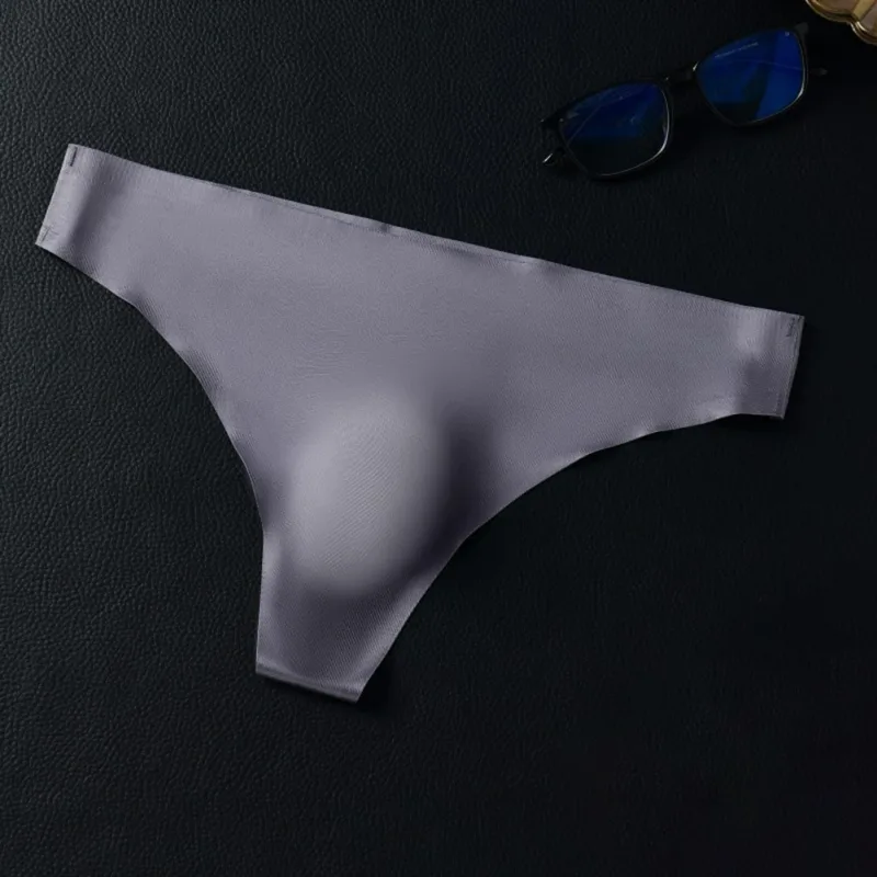 ผู้ชายไม่มีรอยต่อผ้าไหมน้ำแข็งชุดชั้นใน G-String 3D Bulge POUCH Low-RISE T-Back Thongs Low RISE Men กางเกงบิกินี่ U กระเป๋าชุดชั้นใน — image 6
