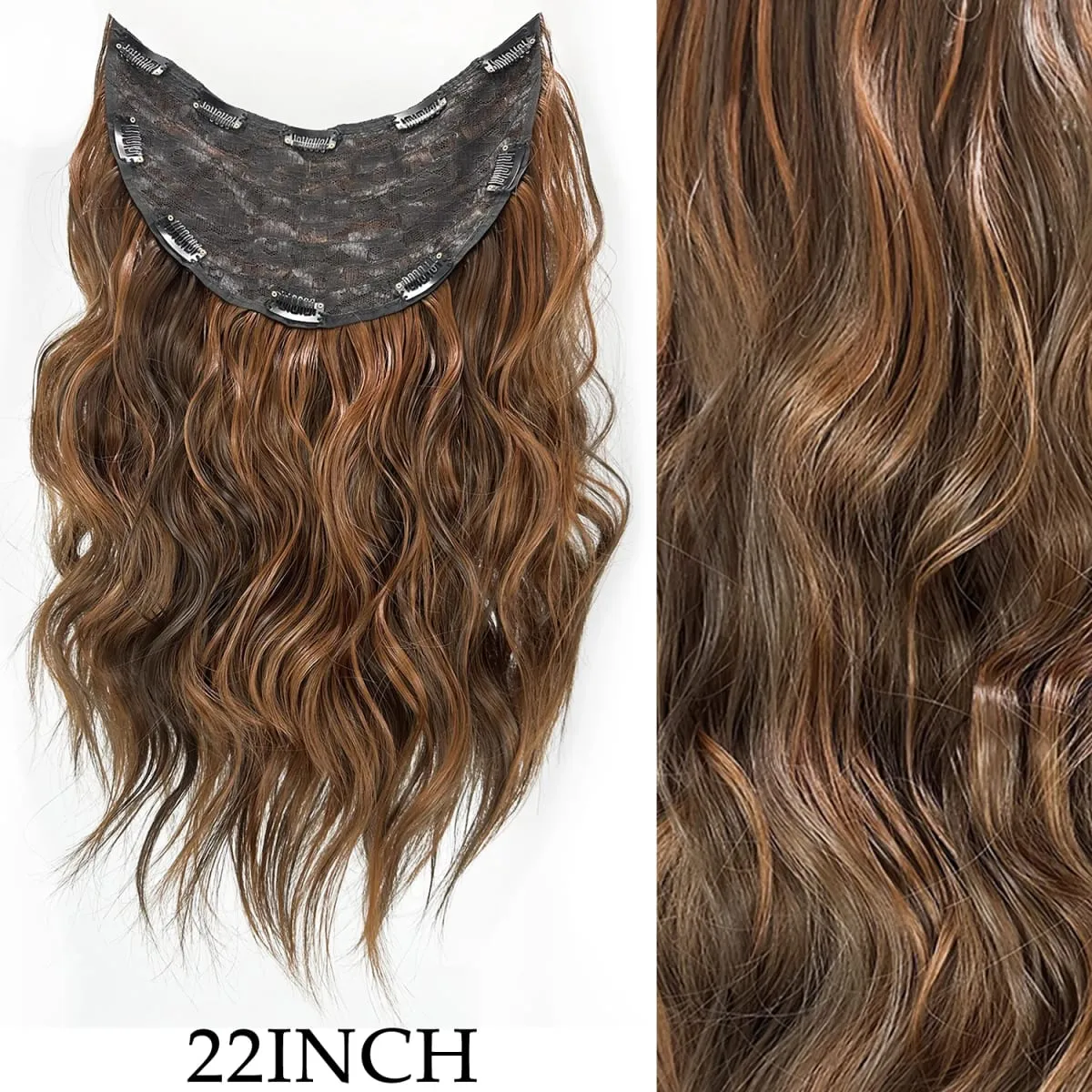 Coiffure longue droite 16 Clips 7 pièces/ensemble Extensions de cheveux postiches synthétiques blondes noires naturelles résistantes à la chaleur pour les femmes — image 11