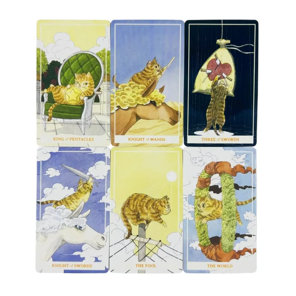 Sunny Orange Cat ไพ่ทาโรต์ 78 ชิ้น Deck ของขวัญที่ดีที่สุดสำหรับคนรักแมวเหมาะสำหรับผู้เริ่มต้นสมาธิ & เกมปาร์ตี้ — image 4