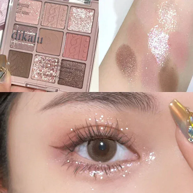 9-Izgara Göz Farı Paleti Glitter Sedefli Mat Akrilik Şeffaf Göz Farı Makyaj Uzun Ömürlü Kadın Güzellik Kozmetik 1 PC — image 2