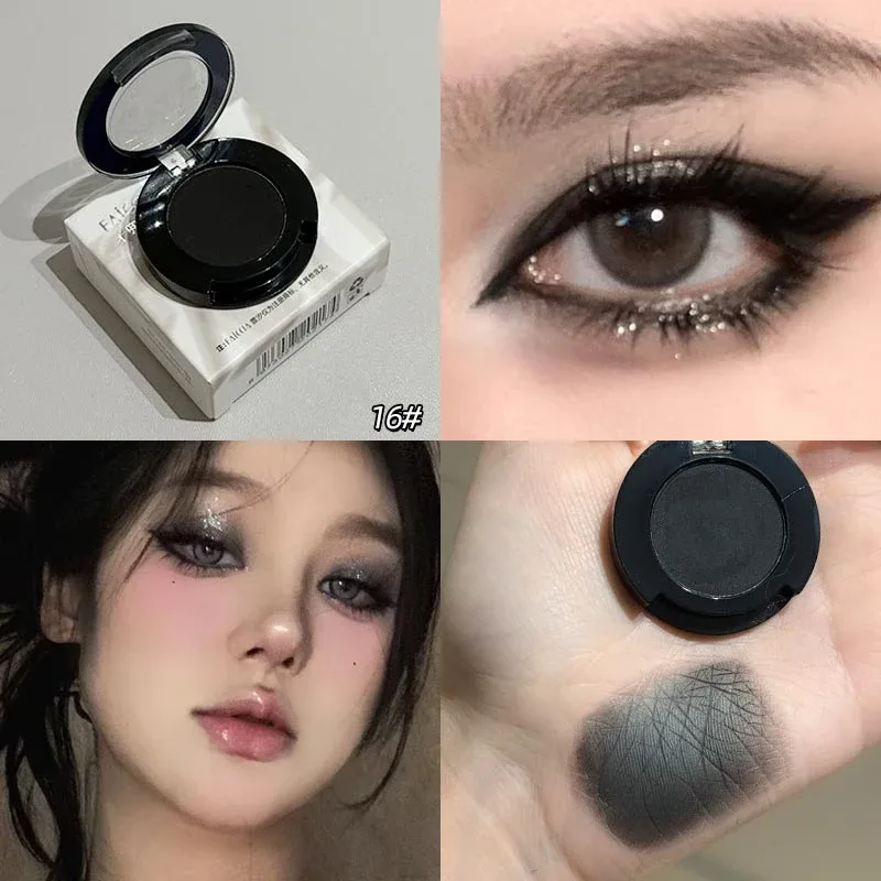 Sombra de ojos gótica Rojo Mate, sombra de ojos de gusano de seda blanca, paleta de delineador de ojos, maquillaje de ojos, Cosméticos de sombra de ojos ahumados Punk azul mate — image 7