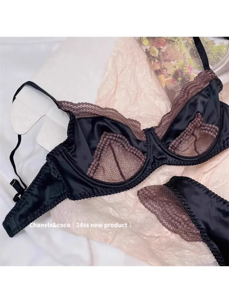 ชุดบราลายคัตเอาท์น่ารัก | เอคัพวิดพื้นเมจิก | ขอบลูกไม้ซากุระ | Bralette สลิมมิ่งญี่ปุ่นพร้อมแผ่นรองเพศ AB Cup Bras — image 4