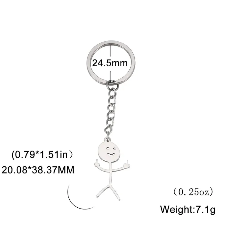 Teamer ตลกนิ้วกลาง Stickman พวงกุญแจ 2026 แนวโน้มน่ารักกระเป๋าจี้รถคู่ใหม่ Trinket ของขวัญพวงกุญแจ — image 5