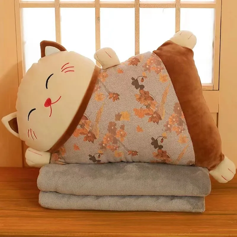 น่ารัก Kawaii Fortune Cat โยนหมอนผ้าห่ม Dual ใช้โซฟาพนักพิงโยนหมอนรถที่นั่งเอว Protector เบาะหมอน — image 9