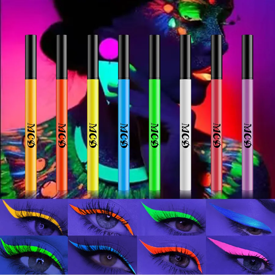 1PC UV Light Neon อายไลเนอร์ปากกาแต่งหน้าสีฟ้าสีเขียวกันน้ำสี Eye Liner ดินสอ Make Up เครื่องสำอางสีเหลืองสีม่วง — image 4