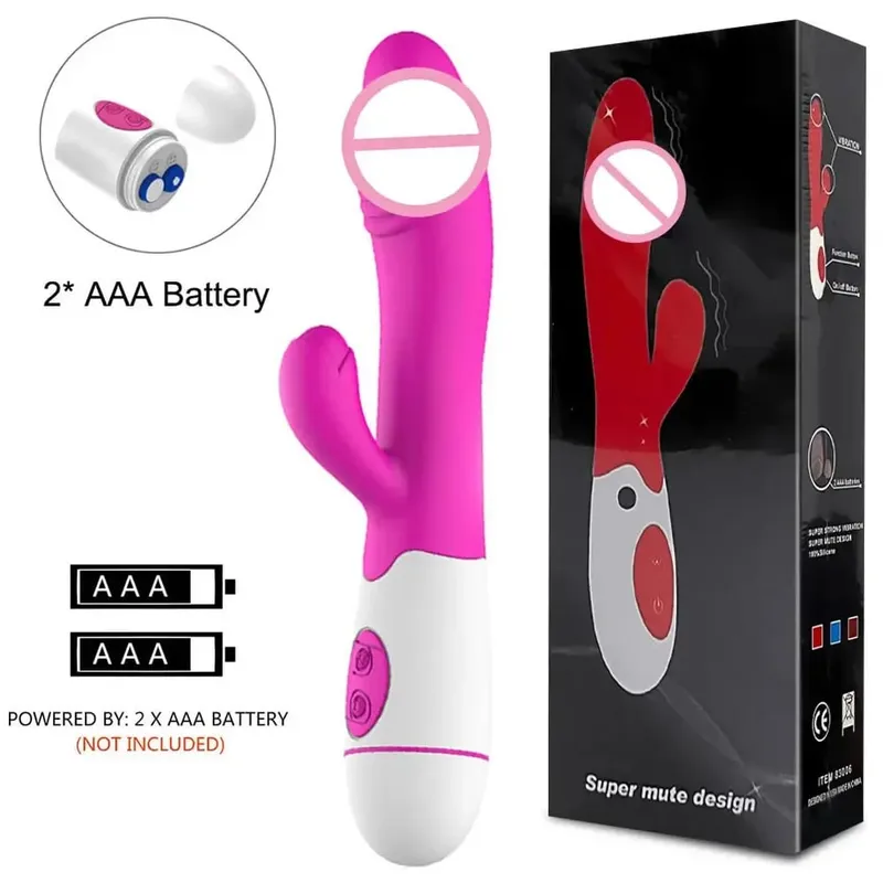 30 Speed Rechargeable Handheld Silicone Adult Clit Clitoral Clitoris Sex Toy G Spot Dual Motor Rabbit Vibrator for Women Female — image 7