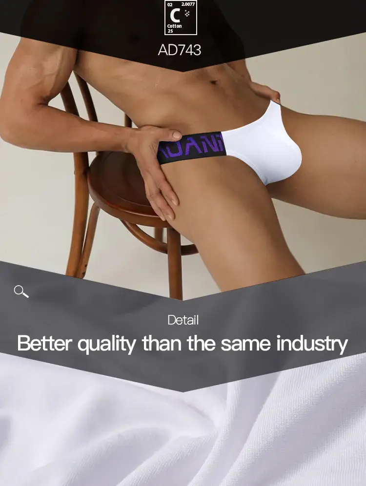 1PCS Men's ADANNU Modal Triangle Briefs Letter Waistband Soft Breathable Underwear — image 4