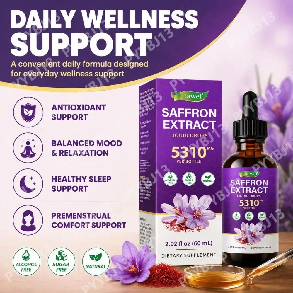 Saffron Extract Liquid Drops 117mg bawat Serving para sa Antioxidant Balanced Mood Healthy Sleep & Premenstrual Comfort Support 60ML — image 2
