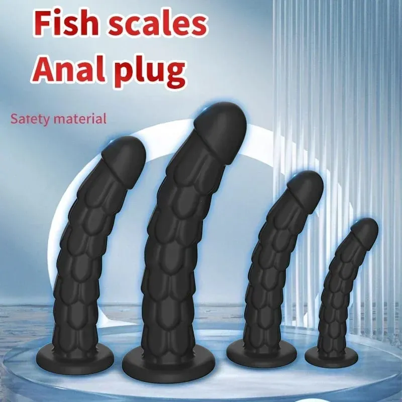 Consolador con tapón Anal a escala de pescado con ventosa, tapones para los glúteos, masajeador de próstata, masturbación Anal, Juguetes sexuales para mujeres, hombres, parejas Gay — image 2