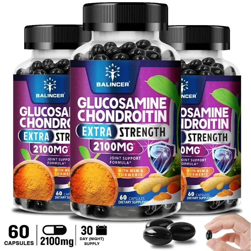 Complexo de glucosamina e condroitina com suplemento dietético de suporte articular de raiz de cúrcuma 120 cápsulas vegetarianas — image 8