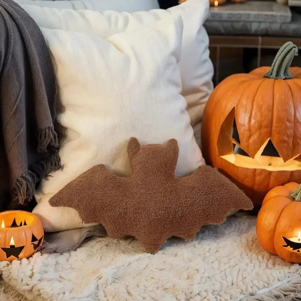 Halloween Material Bat Pillow Black White Brown Halloween Theme Bat Modeling Pillow Soft Fabric Gothic Bat For Girls — image 5